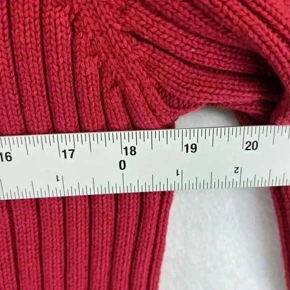Preview International Women's Cardigan Sweater XL Red Zip-Up Ribbed Cotton Knit - Picture 8 of 11